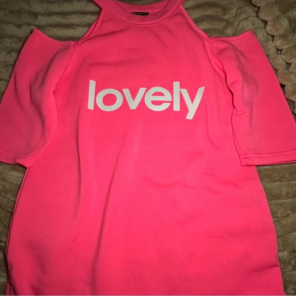 26 International Pink Cut-Out Shoulder Sweatshirt Dress